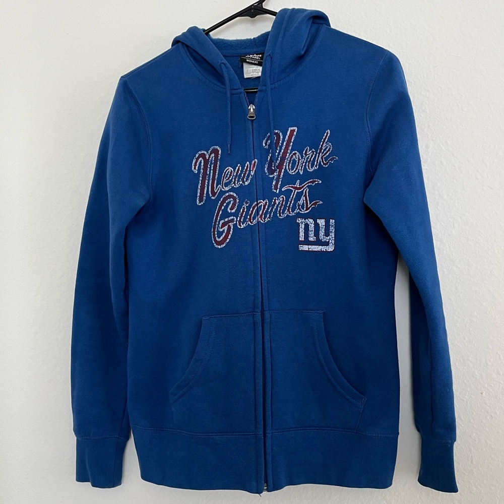 New York Giants Zip Up Sweatshirt Blue Size Small